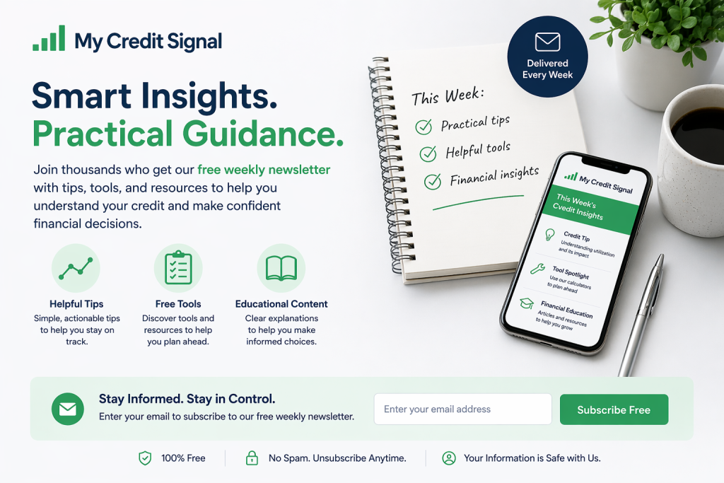 Newsletter promoting credit insights and tools