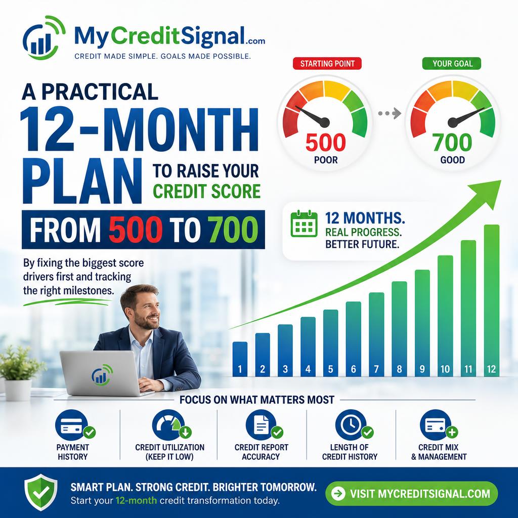 Raise Credit Score 500 to 700 in 12 Months